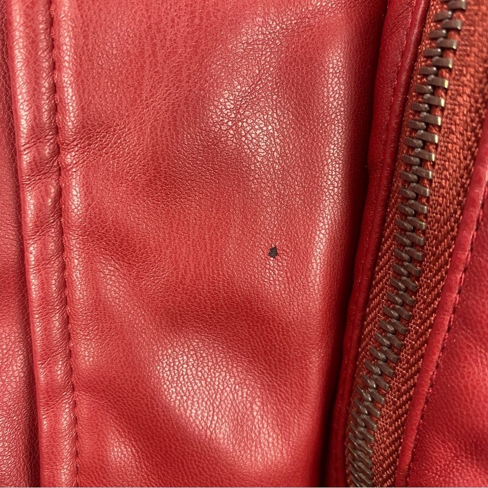 Levi's Women’s Faux Leather Cinch Waist Red Hooded Puffer Coat Size XXL - Picture 6 of 12